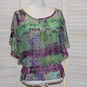 XXI Vintage Style Butterfly Top Pastel Multicolor Small S/P Festival Boho